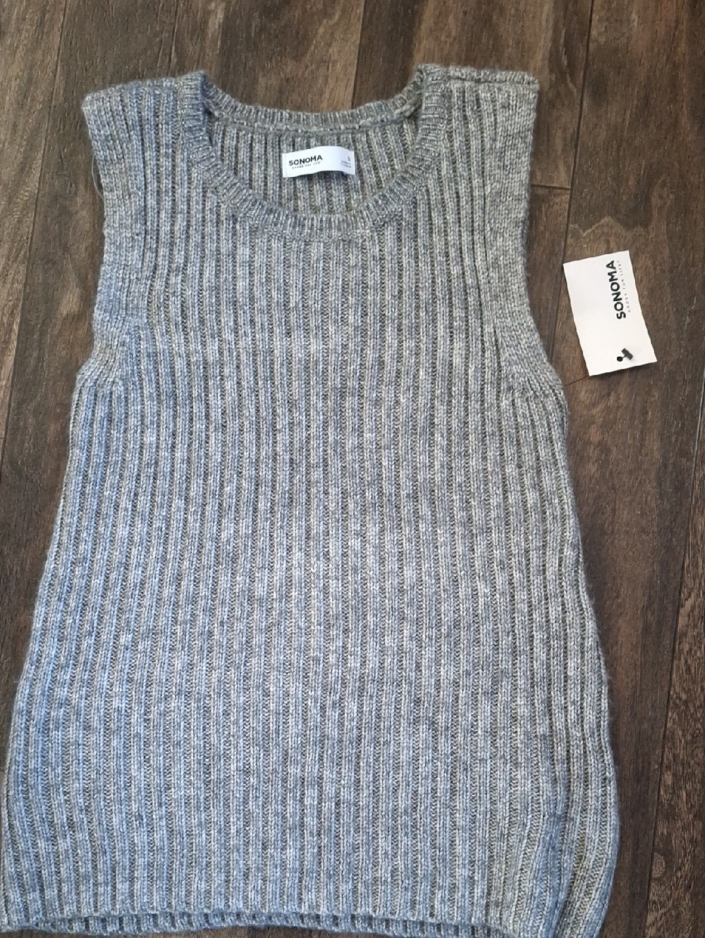 Sonoma Gray Ribbed Knit Sleeveless Vest